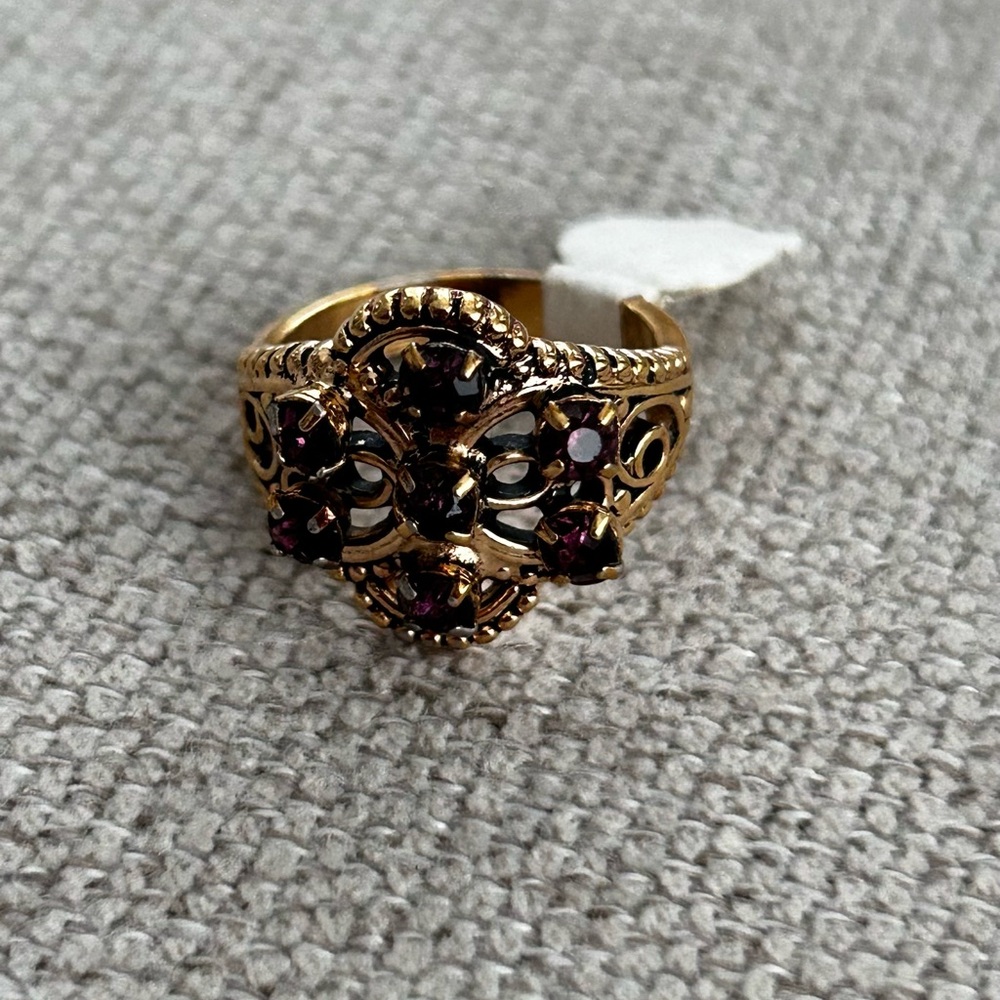 Intricate Gold and Purple Women's Ring